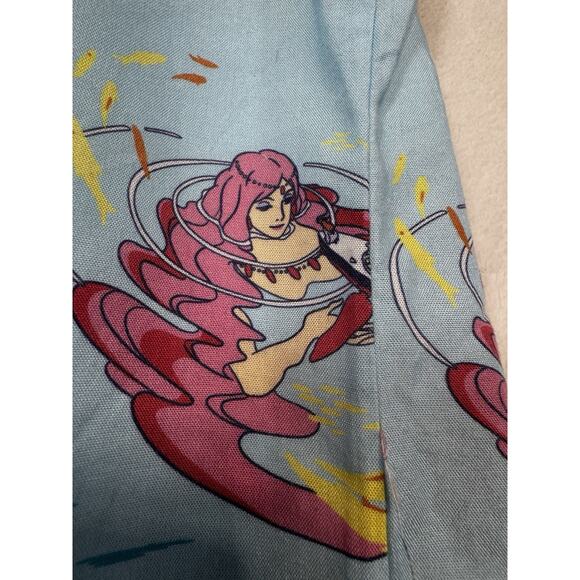 Studio Ghibli PONYO Licensed Button Up Shirt Lyocell Sky Blue Womens Large - Picture 5 of 12